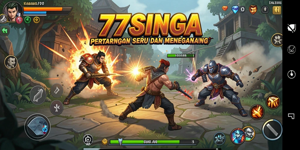 Screenshot 77SINGA menampilkan aksi pertarungan yang mendebarkan.