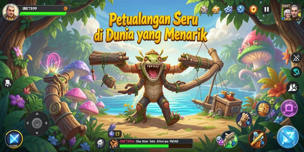 Screenshot utama IBET899 menunjukkan pemain menjelajahi dunia petualangan yang luas.