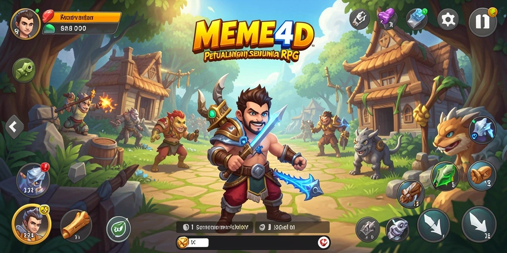 Screenshot utama yang menunjukkan aksi seru dalam gameplay RPG MEME4D.