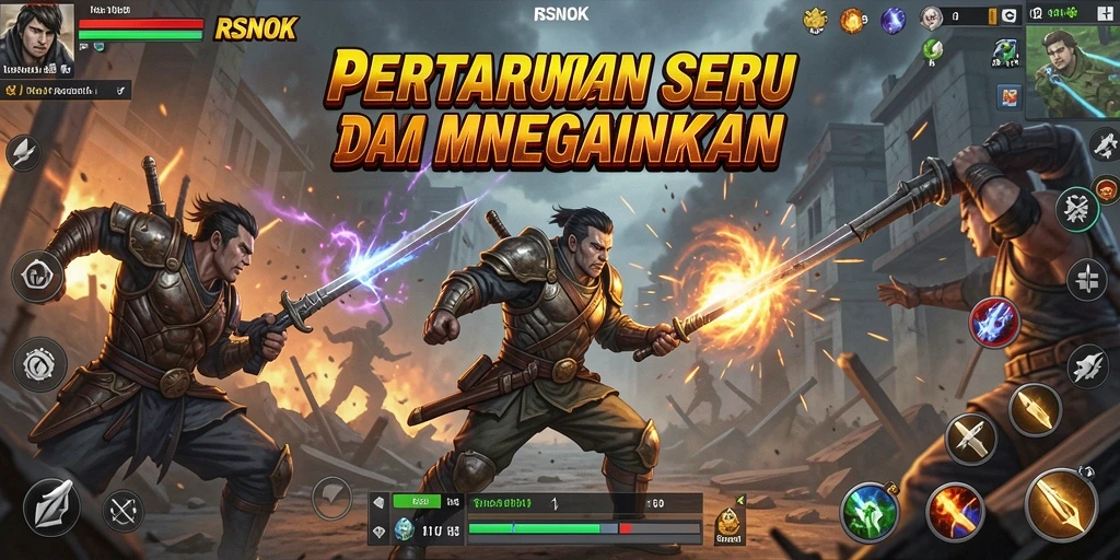 Gameplay RSNOK yang menegangkan di arena pertarungan.