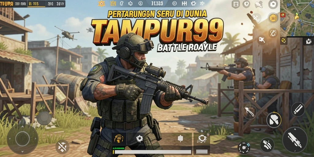 Tampilan gameplay mendebarkan di arena TEMPUR99 Battle Royale.