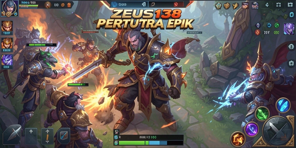 Screenshot gameplay seru dalam ZEUS138 dengan aksi MOBA yang intens.